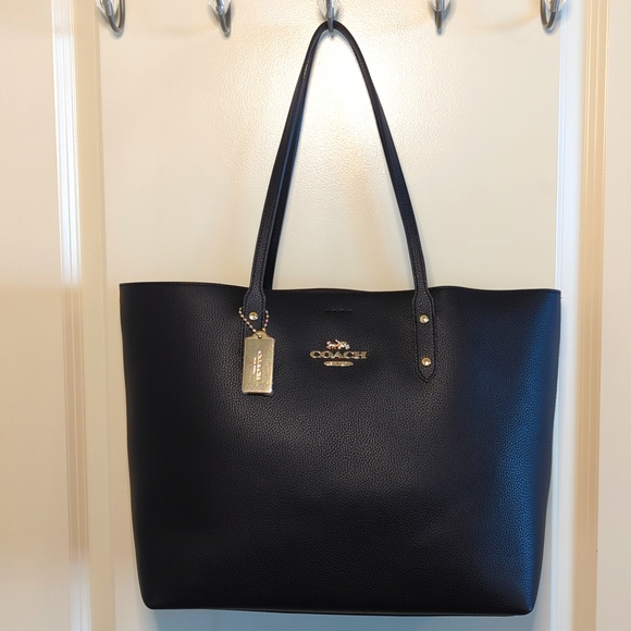 Coach Black Leather Town Tote NWT - Picture 1 of 11